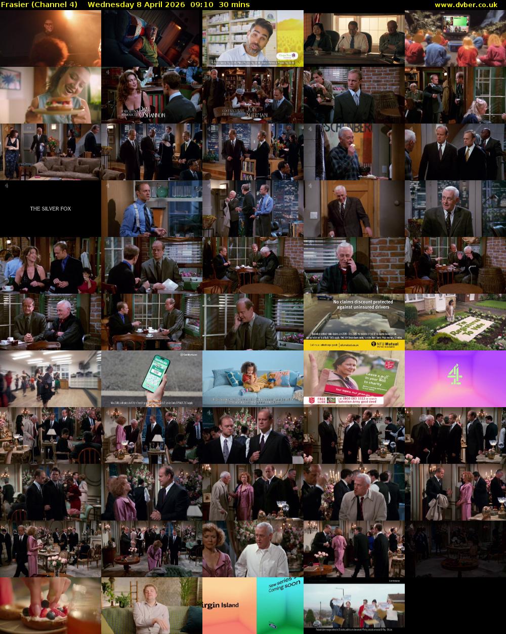 Frasier (Channel 4) Wednesday 8 April 2026 09:10 - 09:40