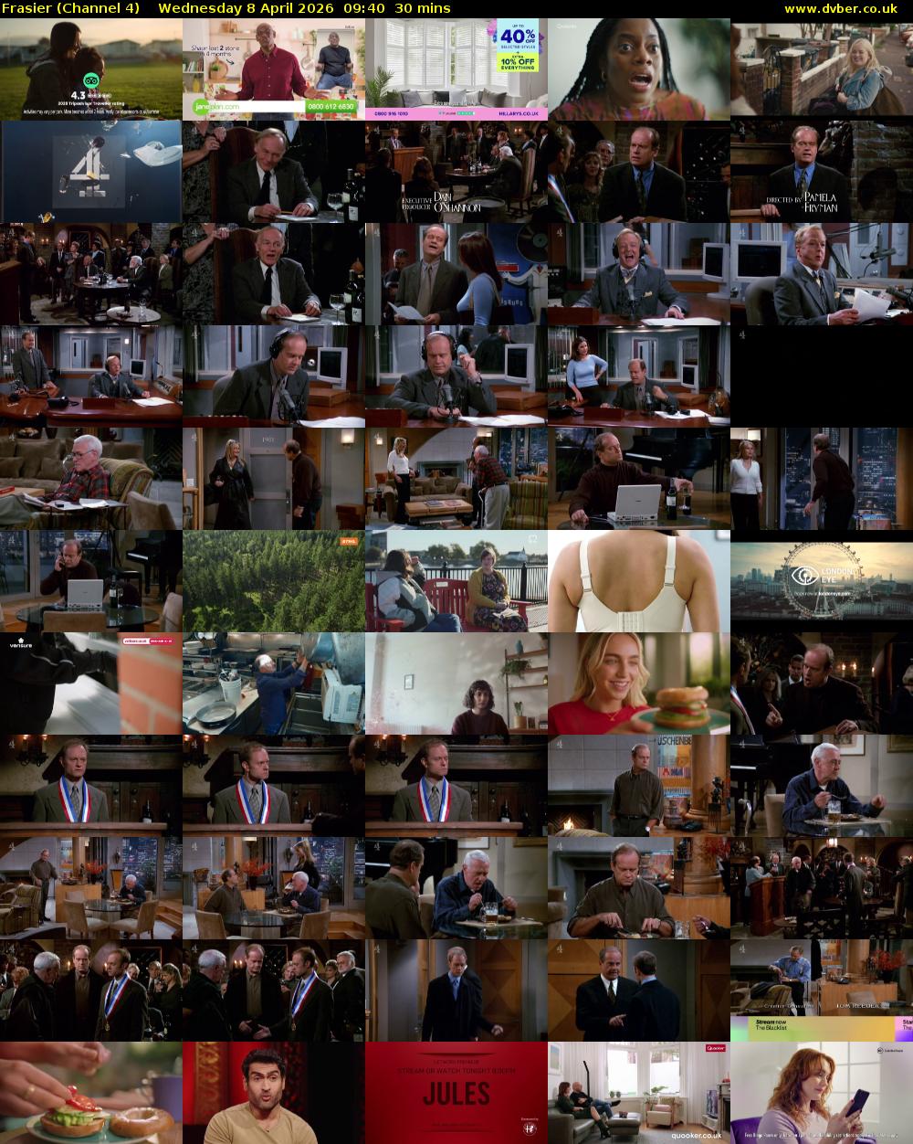 Frasier (Channel 4) Wednesday 8 April 2026 09:40 - 10:10