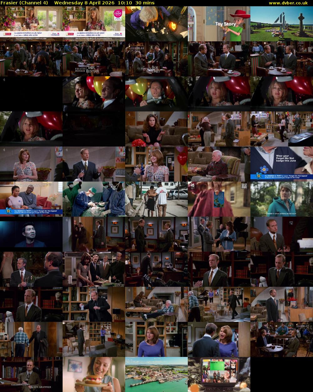 Frasier (Channel 4) Wednesday 8 April 2026 10:10 - 10:40