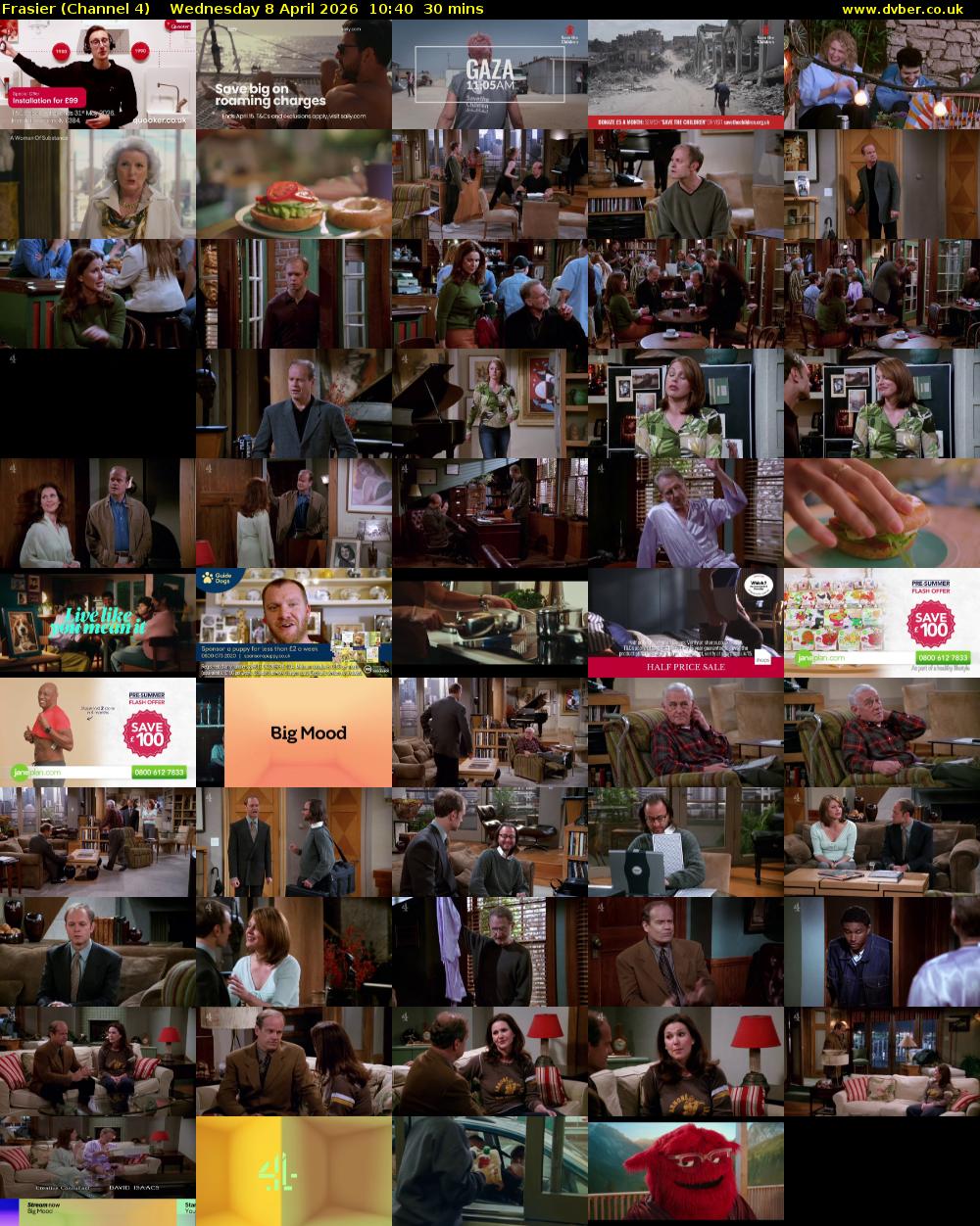 Frasier (Channel 4) Wednesday 8 April 2026 10:40 - 11:10