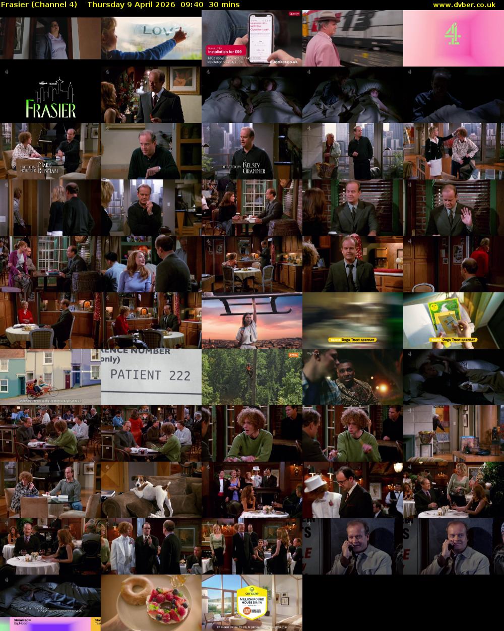 Frasier (Channel 4) Thursday 9 April 2026 09:40 - 10:10