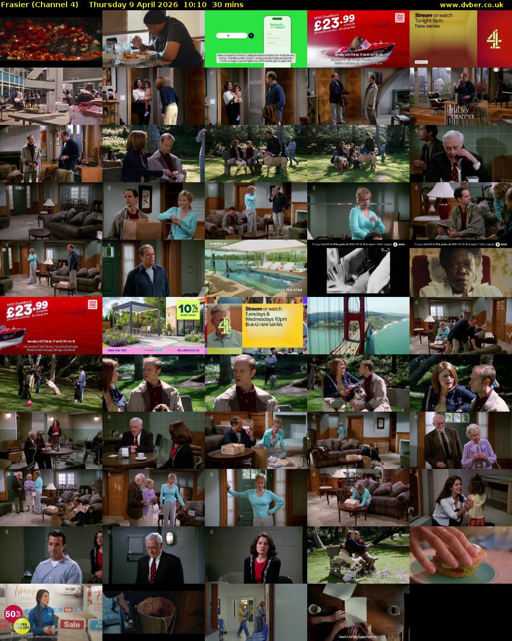 Frasier (Channel 4) Thursday 9 April 2026 10:10 - 10:40