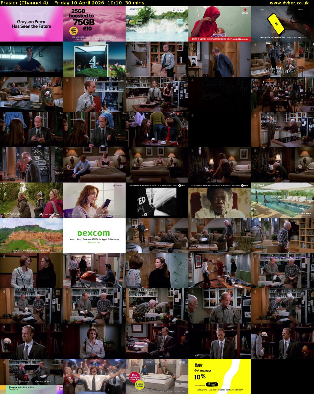 Frasier (Channel 4) Friday 10 April 2026 10:10 - 10:40
