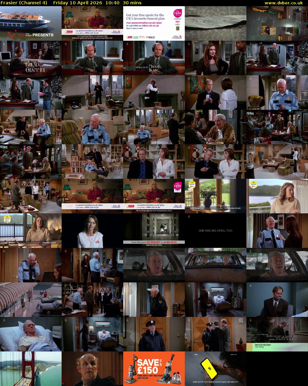Frasier (Channel 4) Friday 10 April 2026 10:40 - 11:10