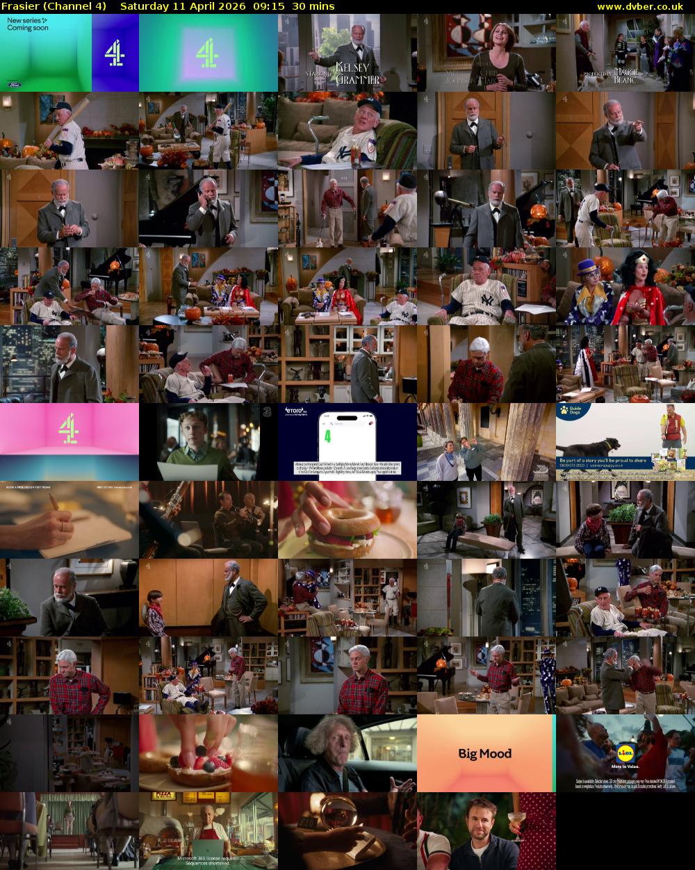 Frasier (Channel 4) Saturday 11 April 2026 09:15 - 09:45