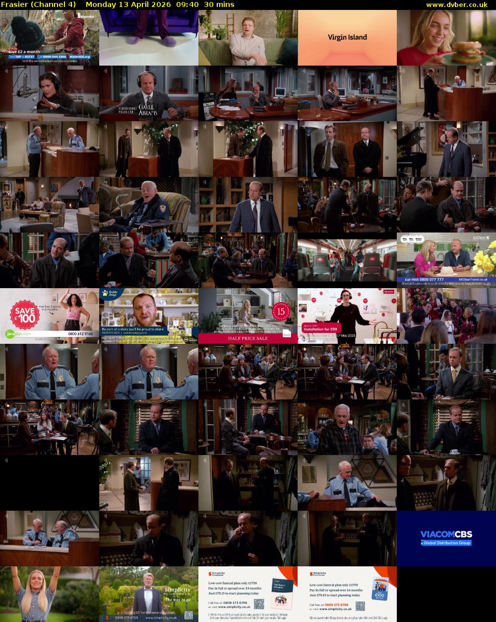 Frasier (Channel 4) Monday 13 April 2026 09:40 - 10:10
