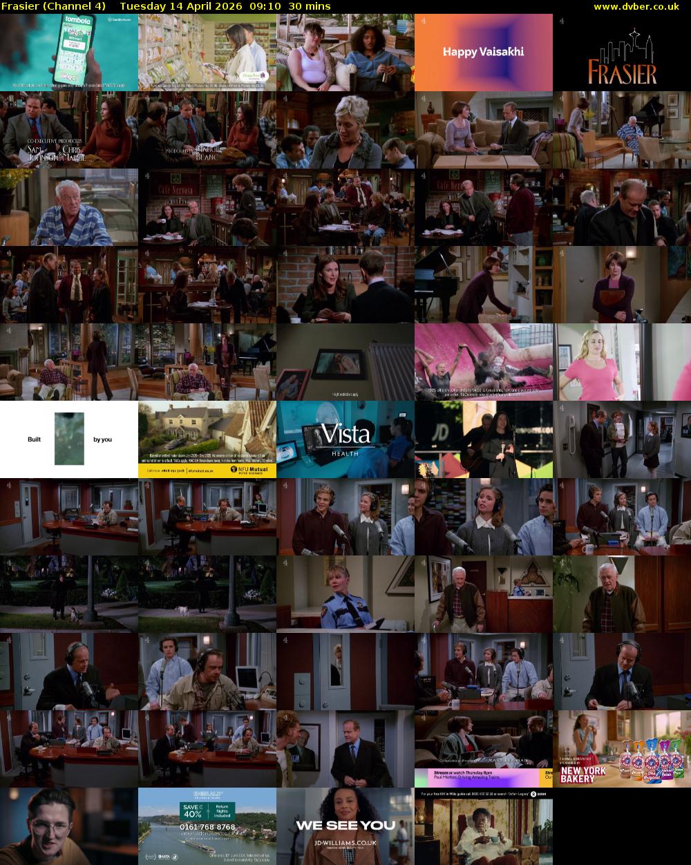 Frasier (Channel 4) Tuesday 14 April 2026 09:10 - 09:40