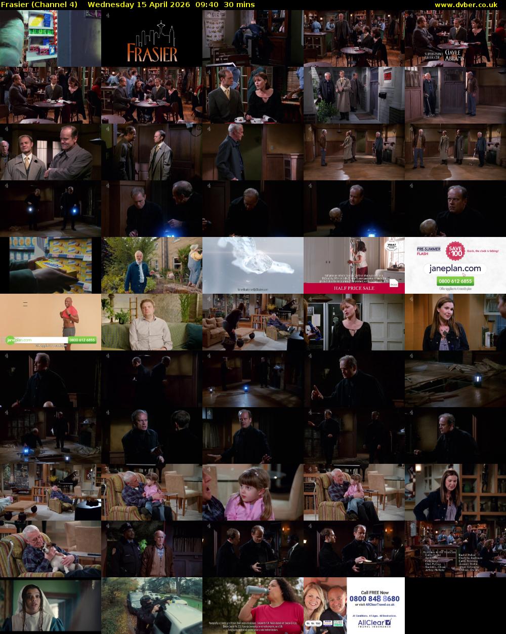 Frasier (Channel 4) Wednesday 15 April 2026 09:40 - 10:10