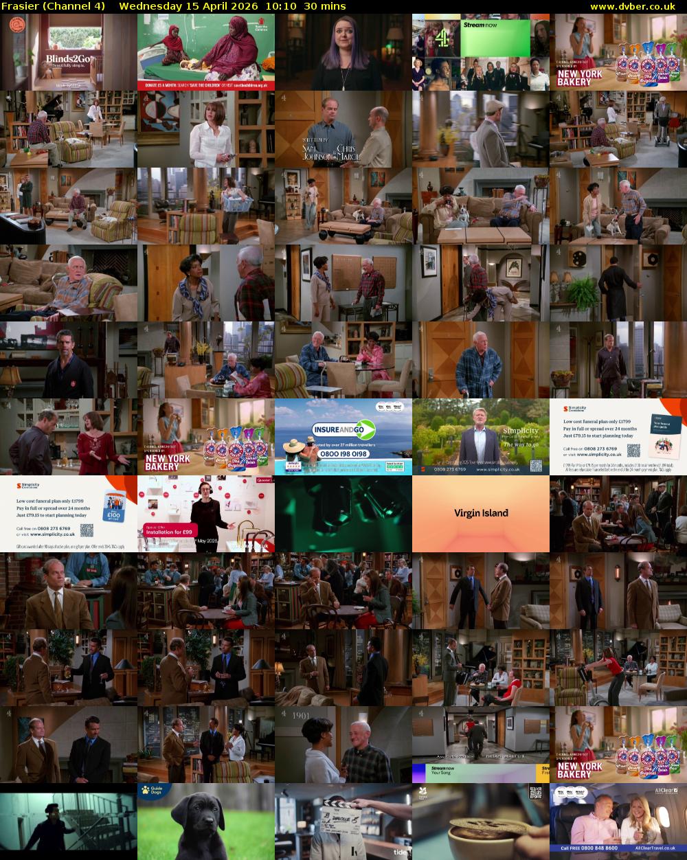Frasier (Channel 4) Wednesday 15 April 2026 10:10 - 10:40