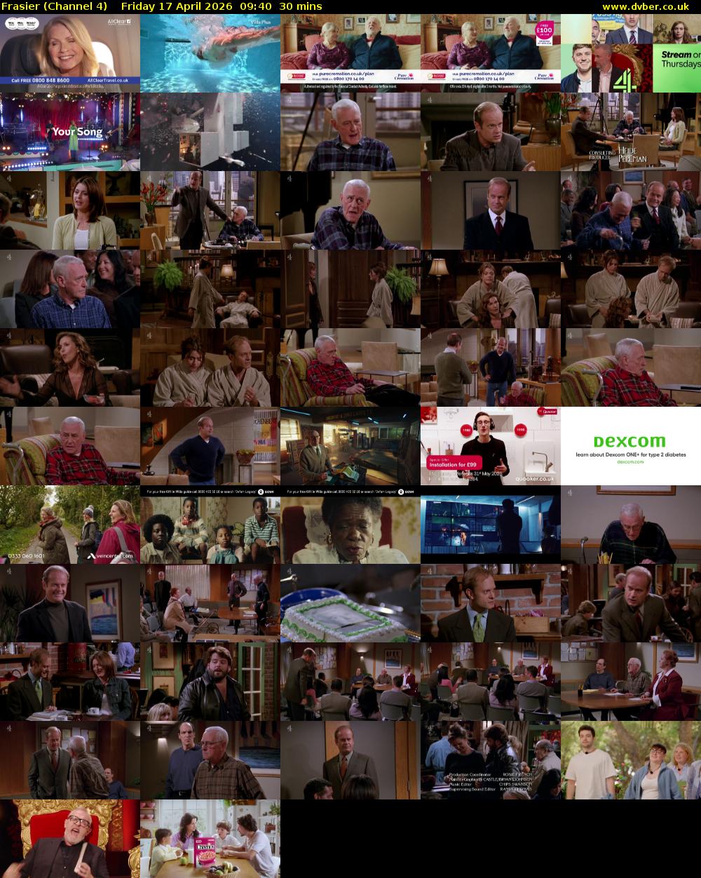 Frasier (Channel 4) Friday 17 April 2026 09:40 - 10:10