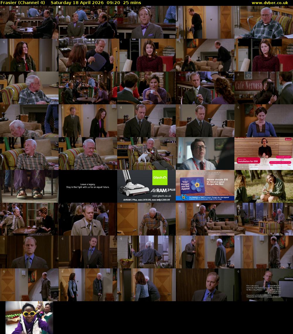 Frasier (Channel 4) Saturday 18 April 2026 09:20 - 09:45