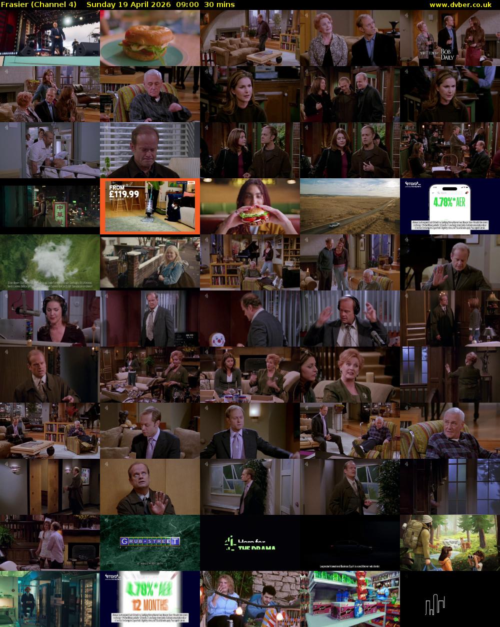Frasier (Channel 4) Sunday 19 April 2026 09:00 - 09:30