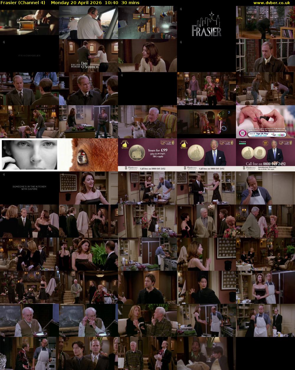 Frasier (Channel 4) Monday 20 April 2026 10:40 - 11:10