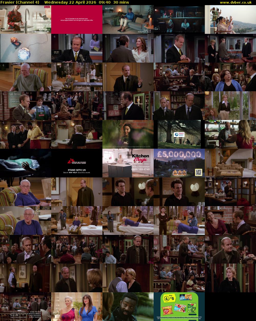 Frasier (Channel 4) Wednesday 22 April 2026 09:40 - 10:10