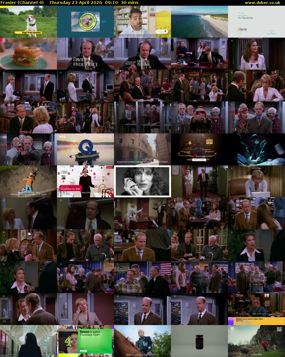 Frasier (Channel 4) Thursday 23 April 2026 09:10 - 09:40