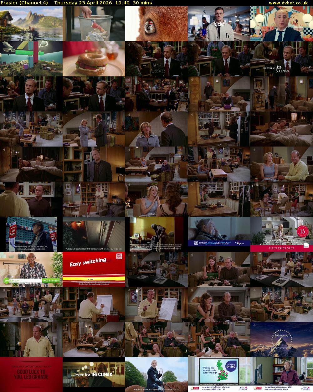 Frasier (Channel 4) Thursday 23 April 2026 10:40 - 11:10