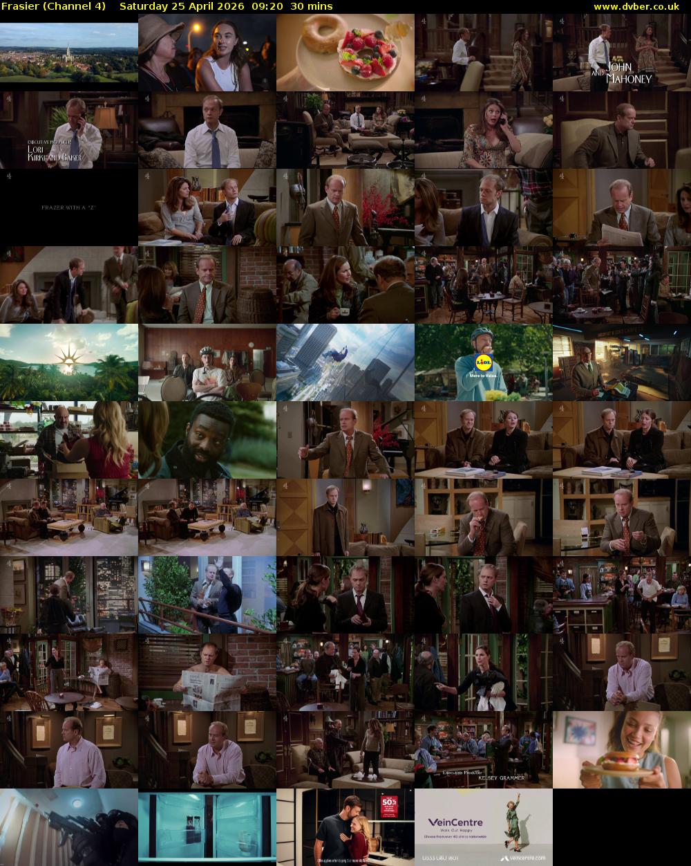 Frasier (Channel 4) Saturday 25 April 2026 09:20 - 09:50