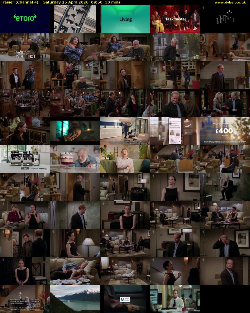 Frasier (Channel 4) Saturday 25 April 2026 09:50 - 10:20