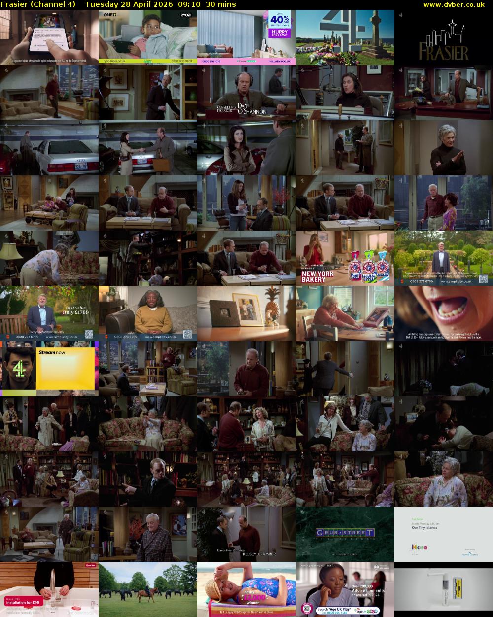 Frasier (Channel 4) Tuesday 28 April 2026 09:10 - 09:40
