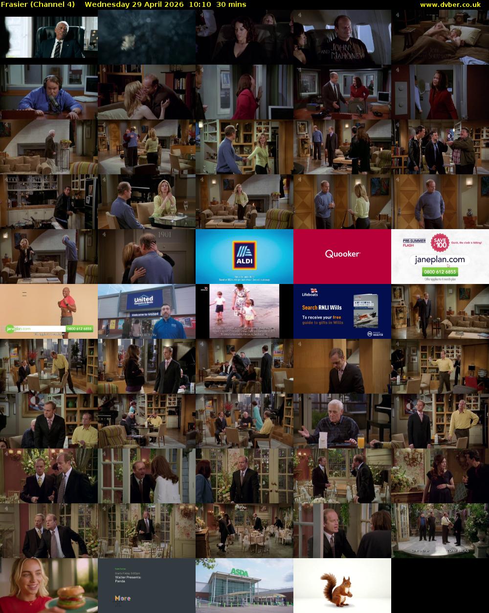 Frasier (Channel 4) Wednesday 29 April 2026 10:10 - 10:40