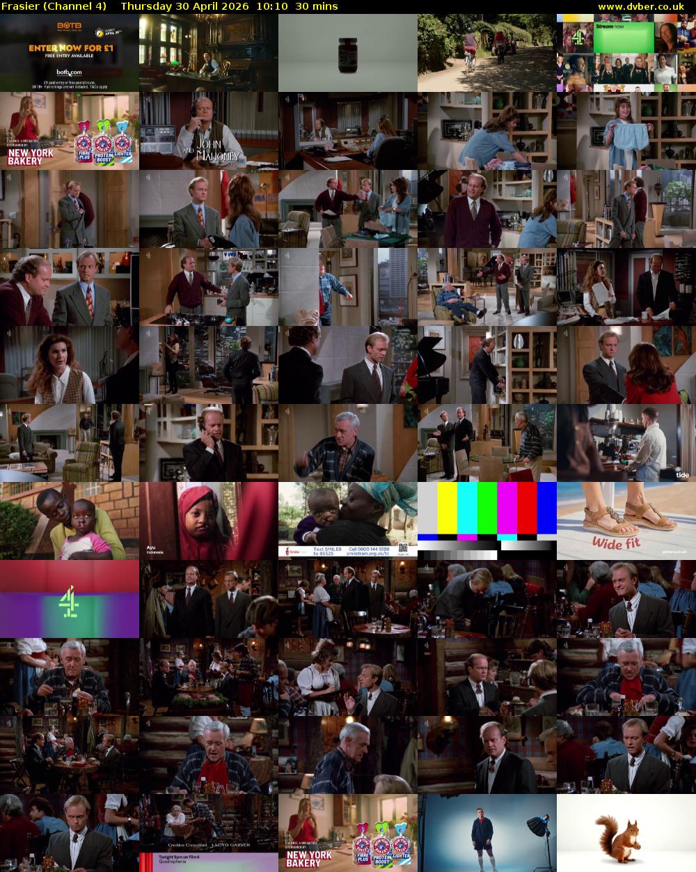 Frasier (Channel 4) Thursday 30 April 2026 10:10 - 10:40