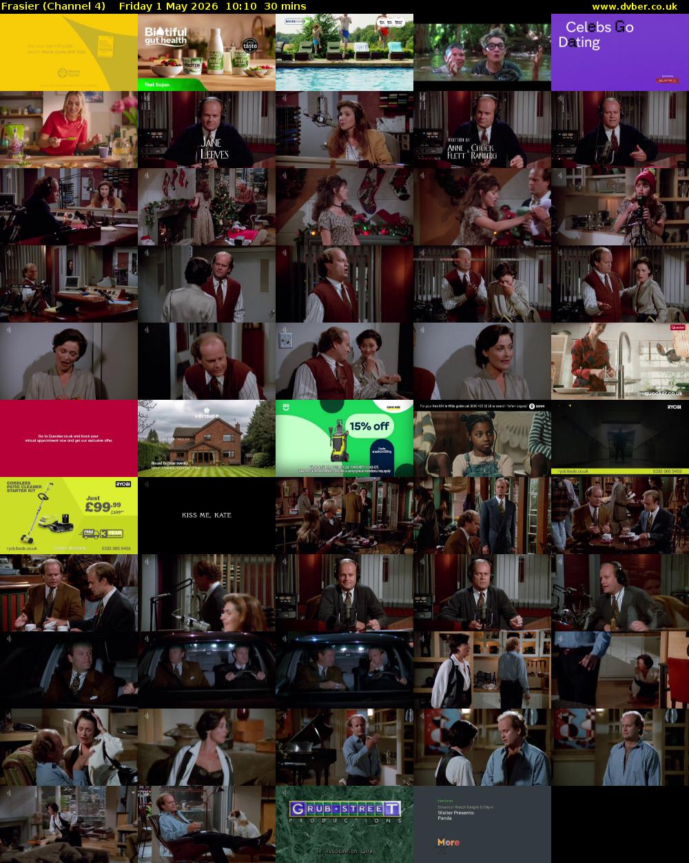 Frasier (Channel 4) Friday 1 May 2026 10:10 - 10:40