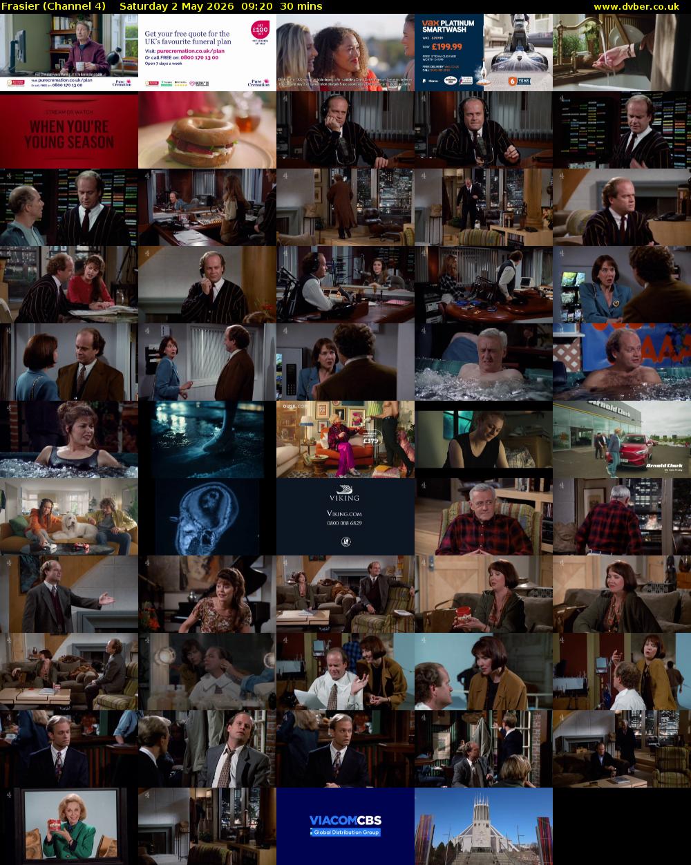Frasier (Channel 4) Saturday 2 May 2026 09:20 - 09:50