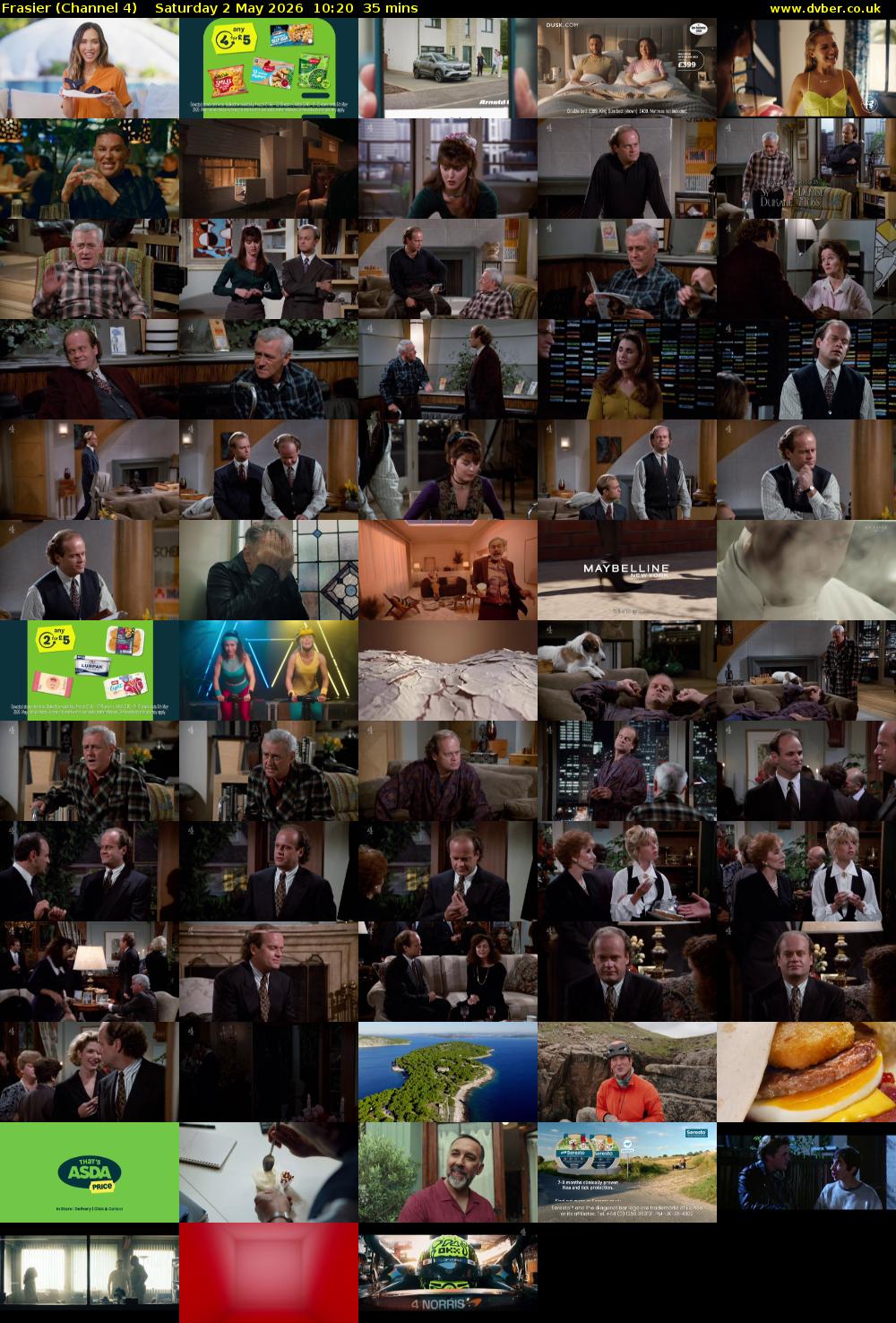 Frasier (Channel 4) Saturday 2 May 2026 10:20 - 10:55