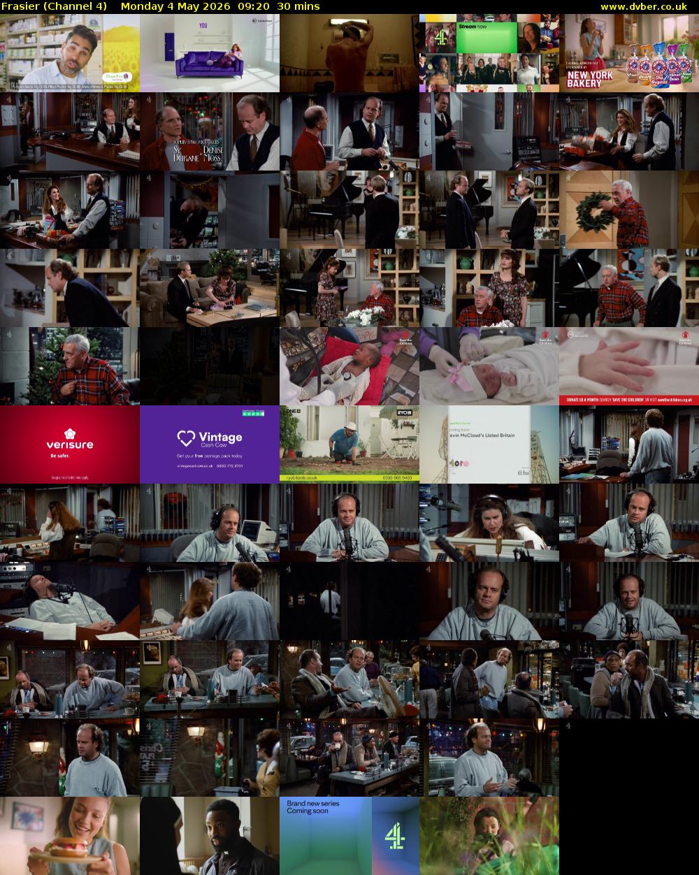 Frasier (Channel 4) Monday 4 May 2026 09:20 - 09:50