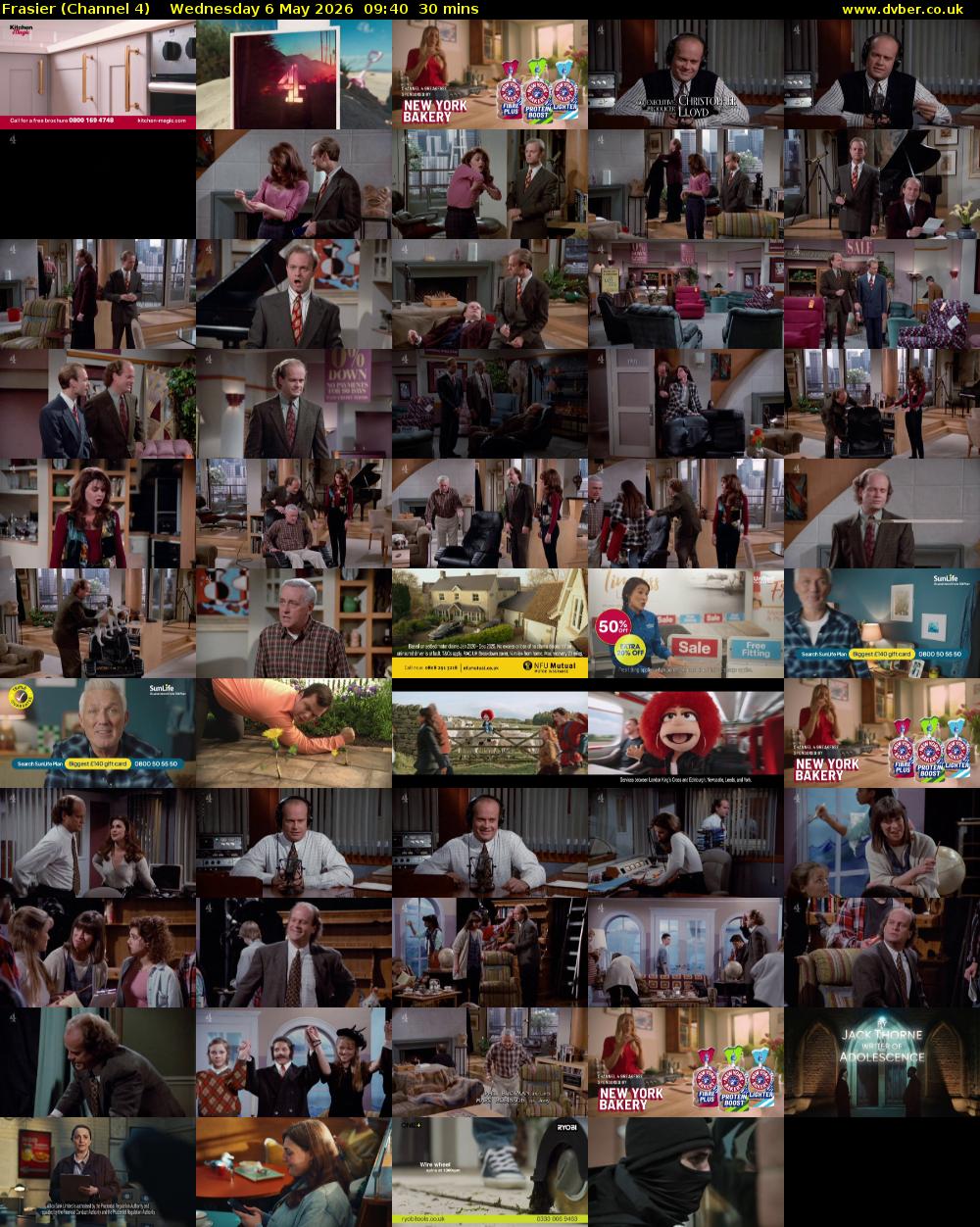Frasier (Channel 4) Wednesday 6 May 2026 09:40 - 10:10