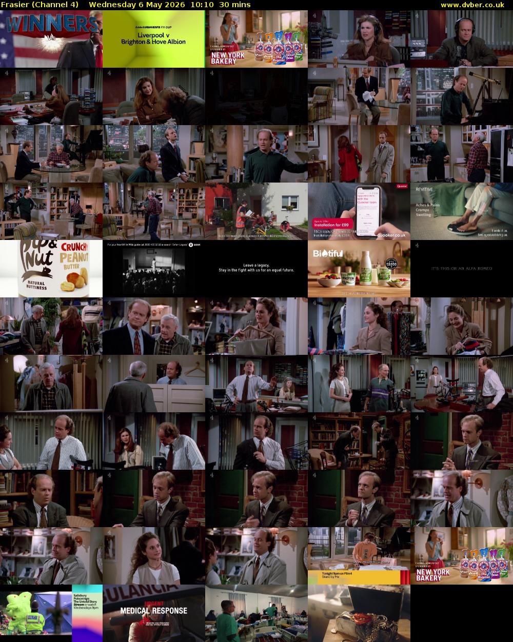 Frasier (Channel 4) Wednesday 6 May 2026 10:10 - 10:40