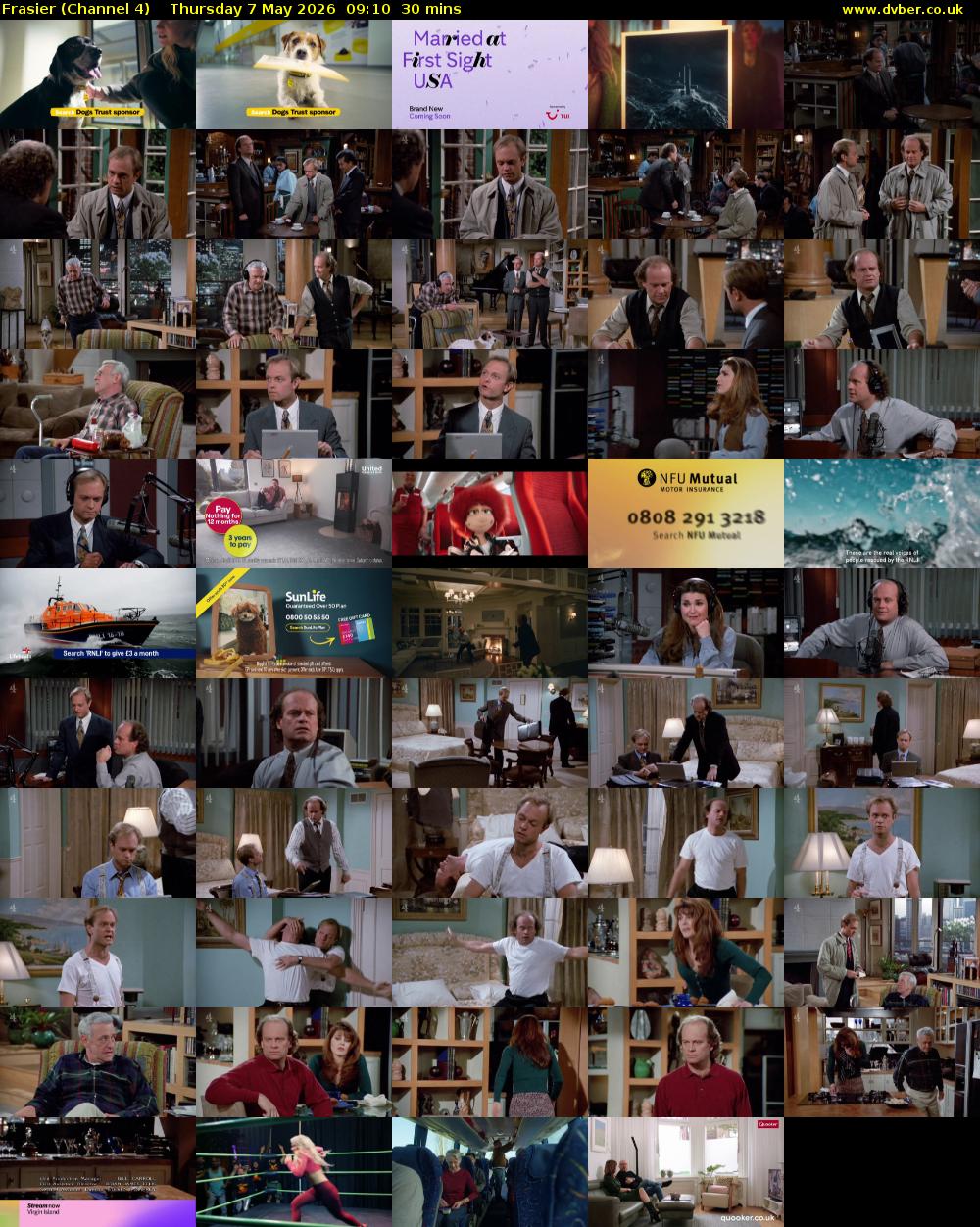 Frasier (Channel 4) Thursday 7 May 2026 09:10 - 09:40