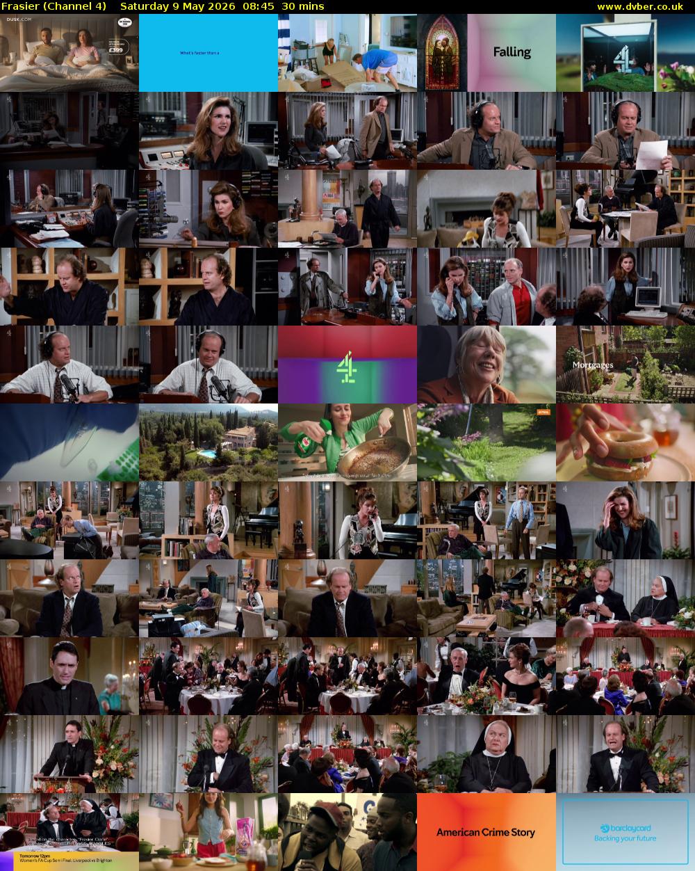 Frasier (Channel 4) Saturday 9 May 2026 08:45 - 09:15