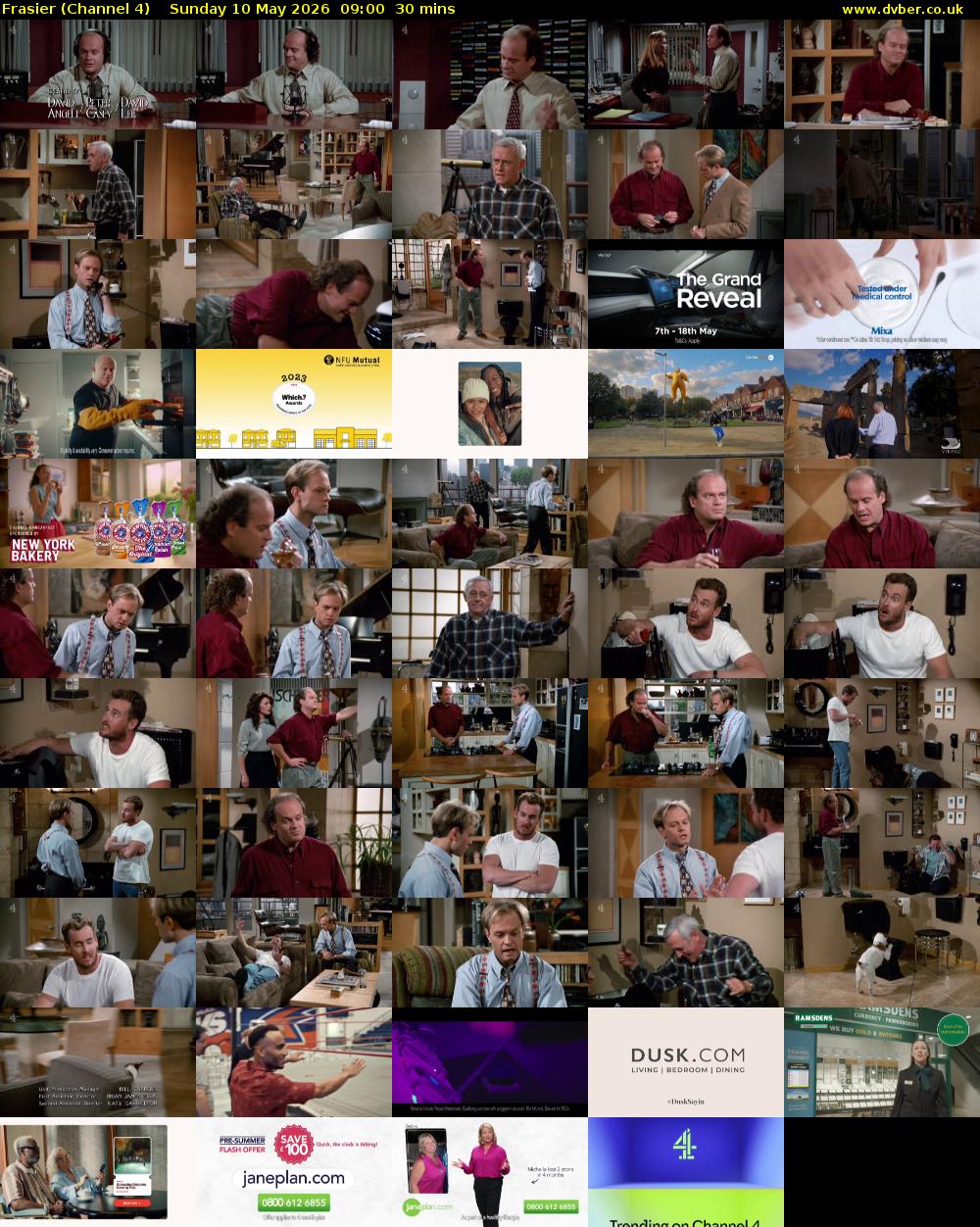 Frasier (Channel 4) Sunday 10 May 2026 09:00 - 09:30