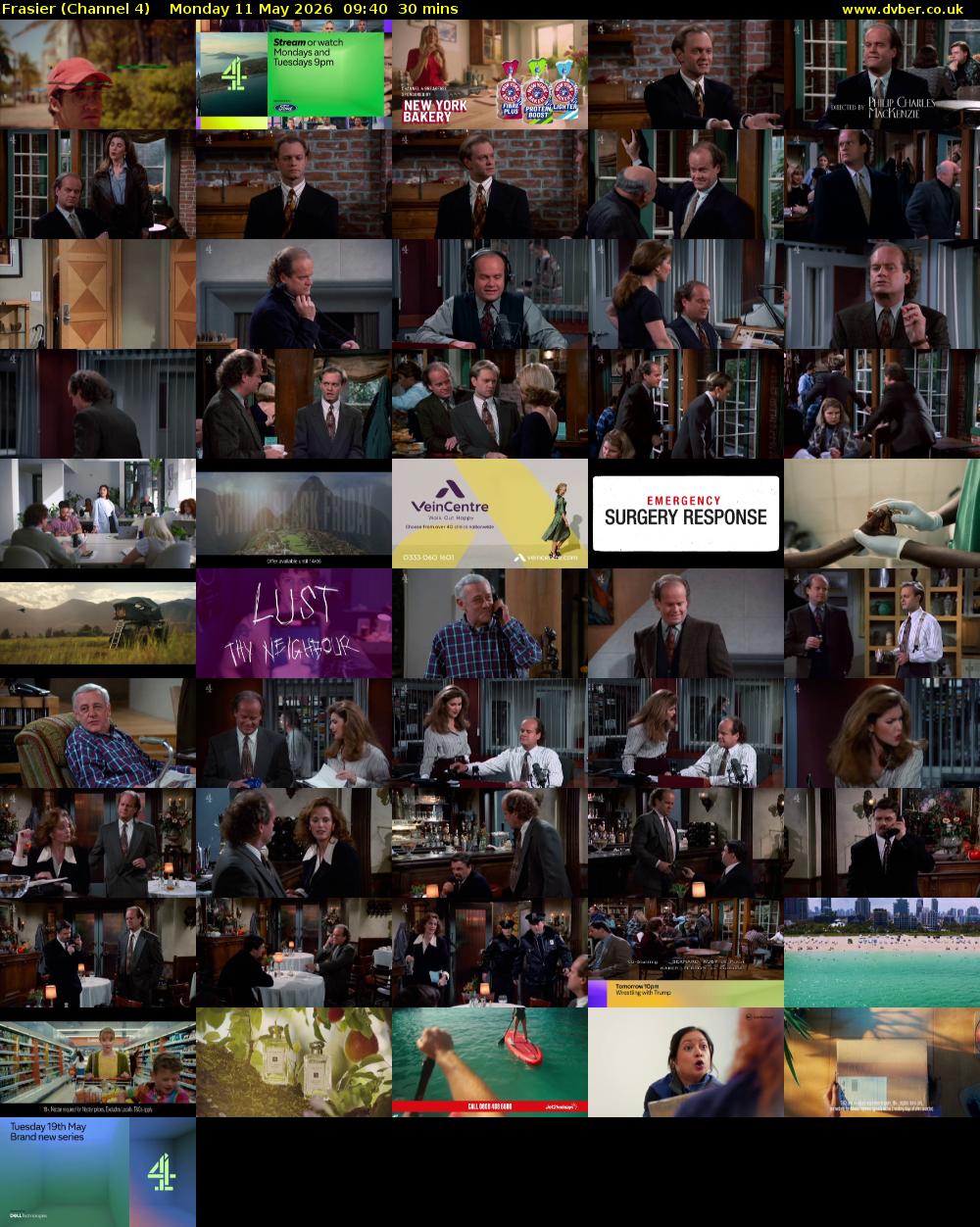 Frasier (Channel 4) Monday 11 May 2026 09:40 - 10:10