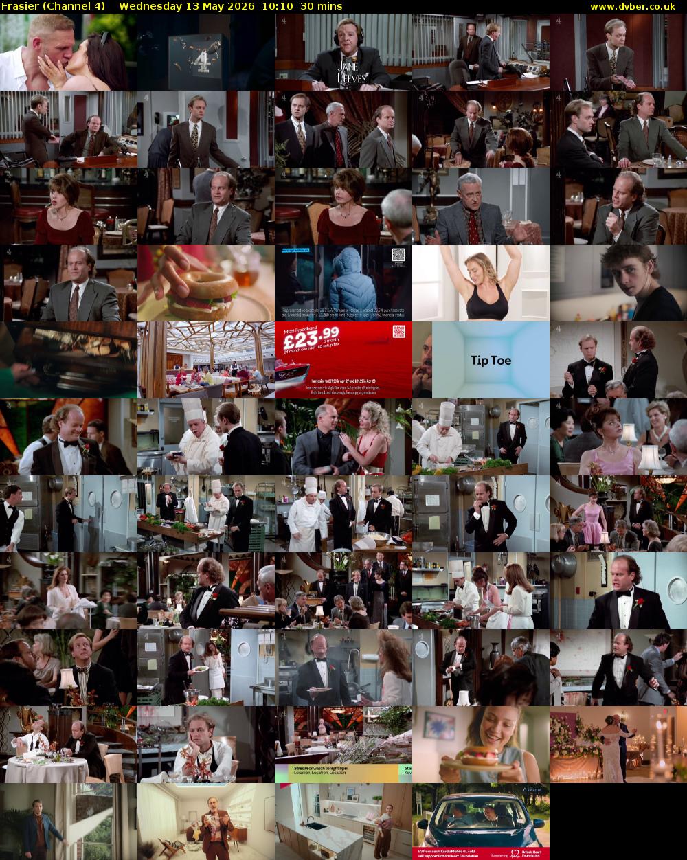 Frasier (Channel 4) Wednesday 13 May 2026 10:10 - 10:40