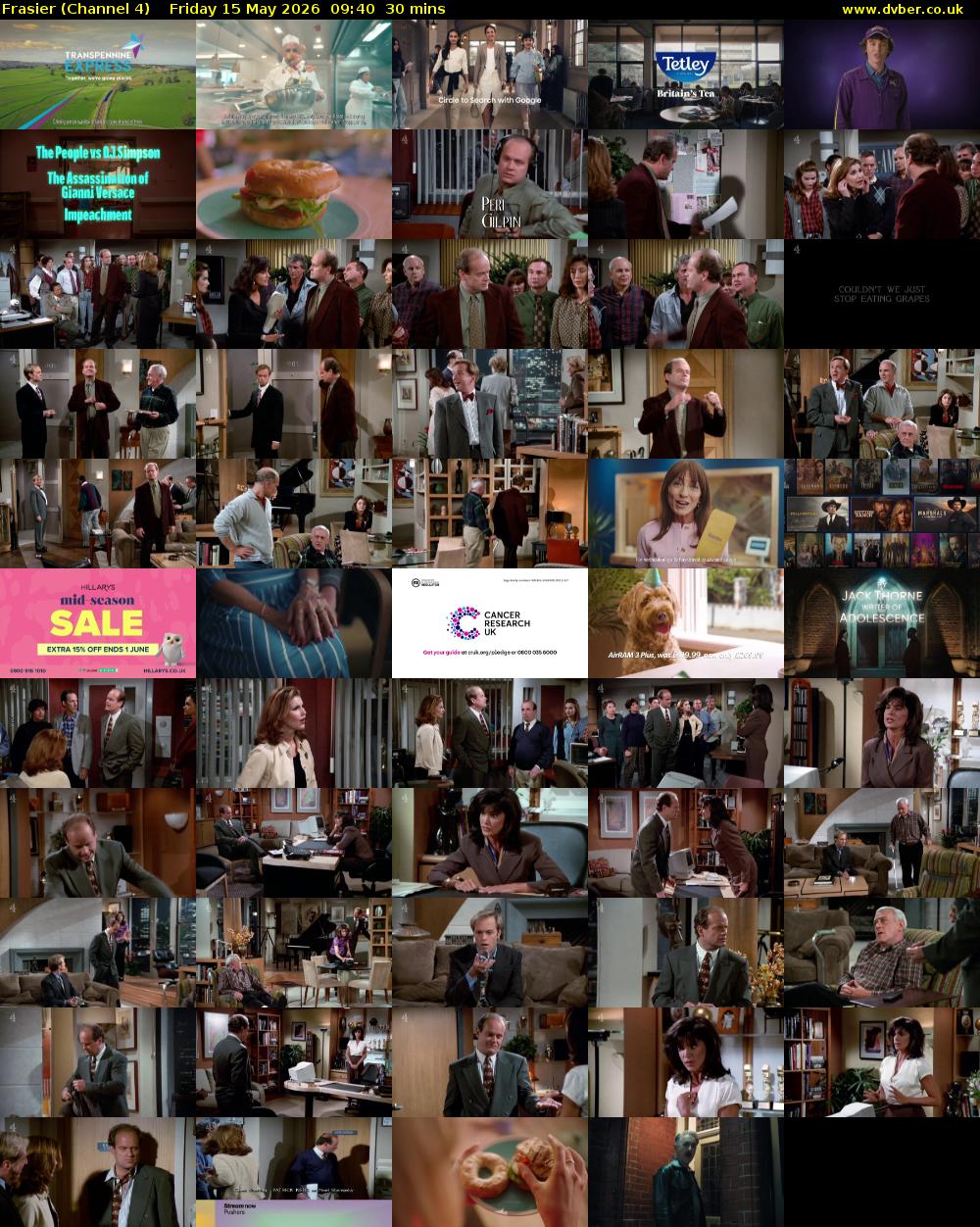 Frasier (Channel 4) Friday 15 May 2026 09:40 - 10:10