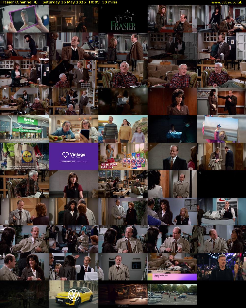 Frasier (Channel 4) Saturday 16 May 2026 10:05 - 10:35