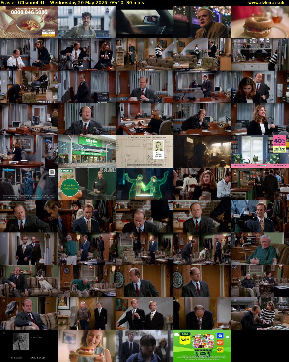 Frasier (Channel 4) Wednesday 20 May 2026 09:10 - 09:40