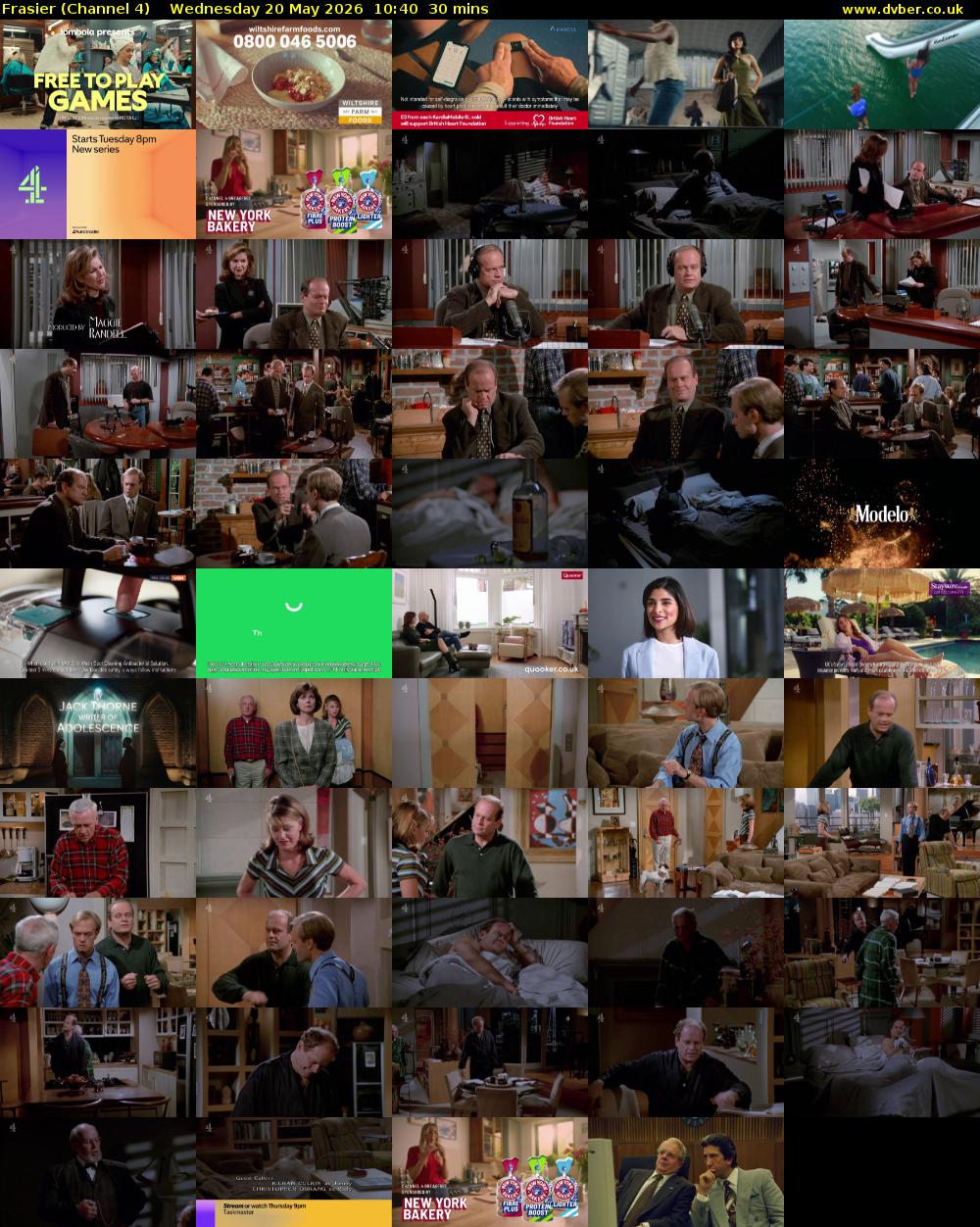 Frasier (Channel 4) Wednesday 20 May 2026 10:40 - 11:10