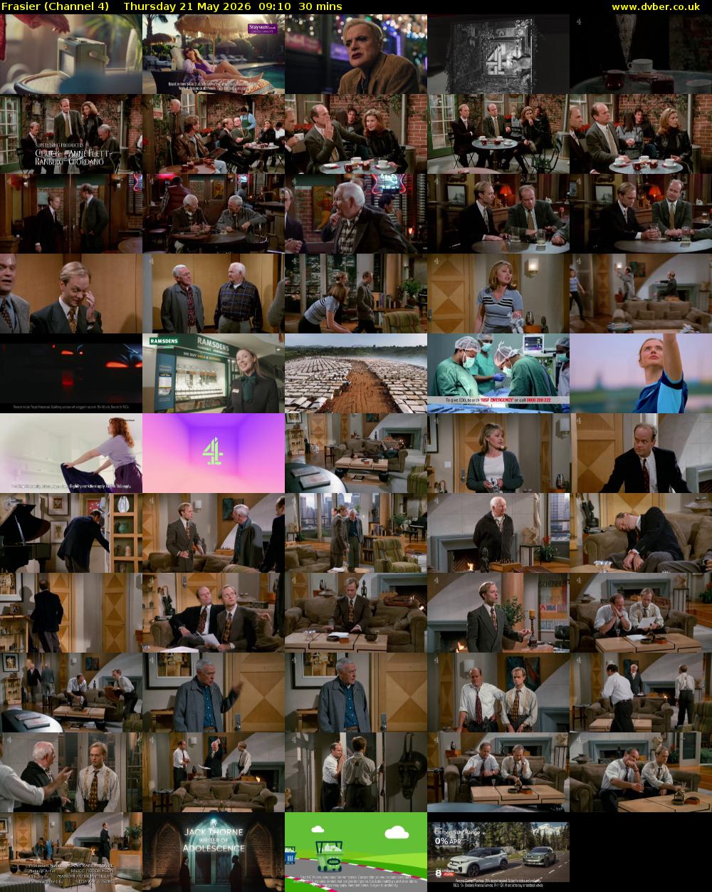 Frasier (Channel 4) Thursday 21 May 2026 09:10 - 09:40