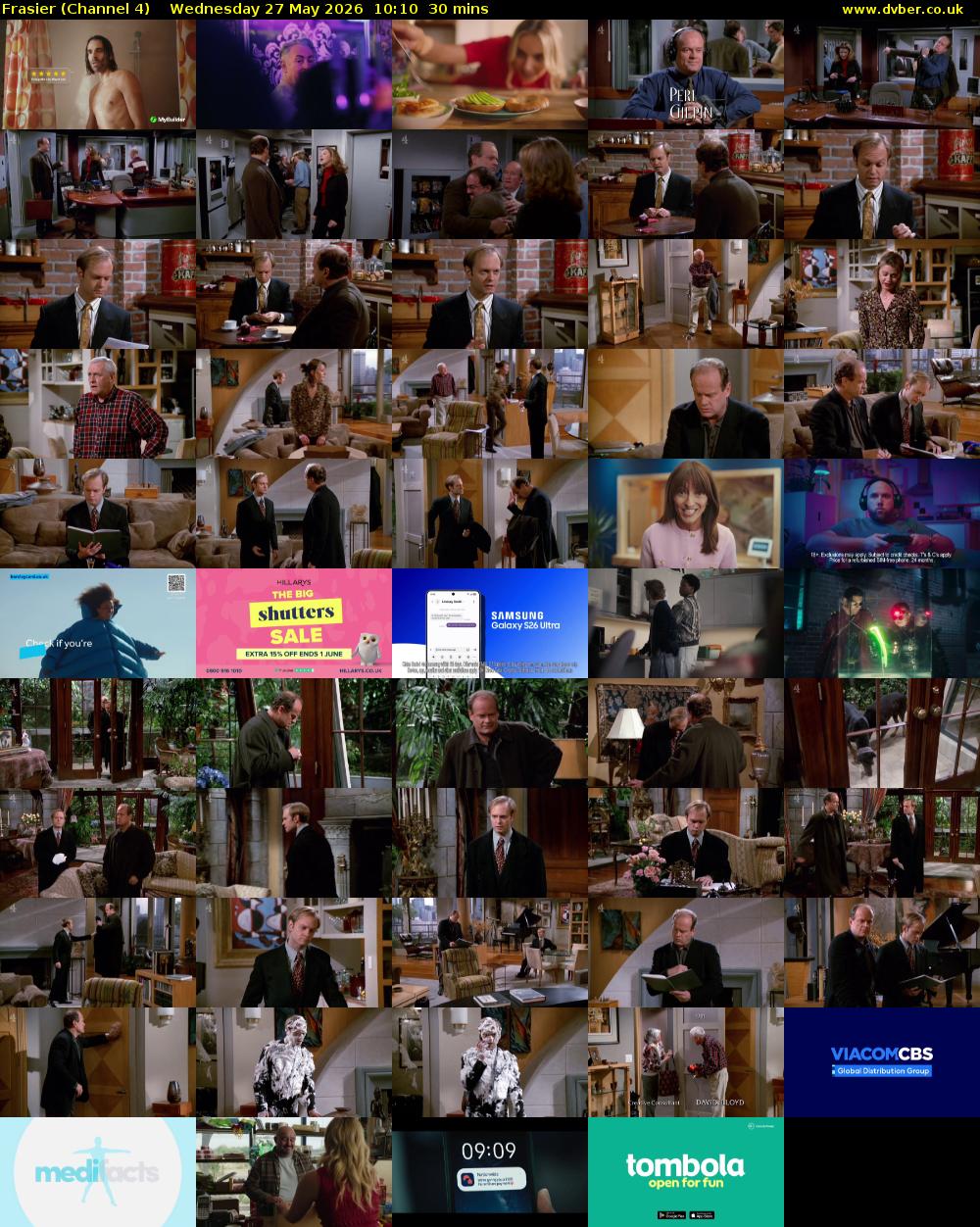 Frasier (Channel 4) Wednesday 27 May 2026 10:10 - 10:40