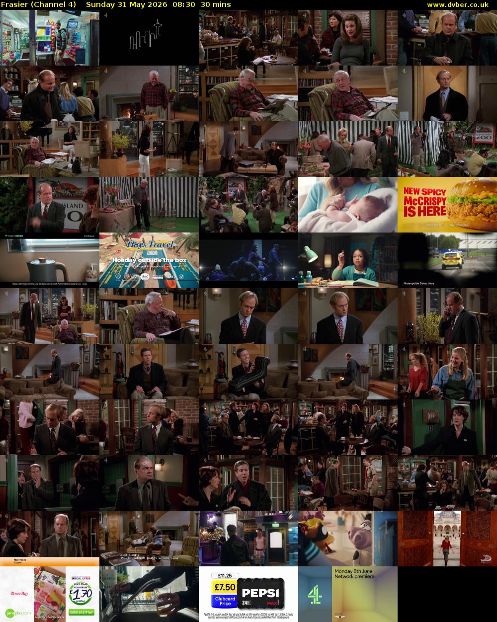 Frasier (Channel 4) Sunday 31 May 2026 08:30 - 09:00