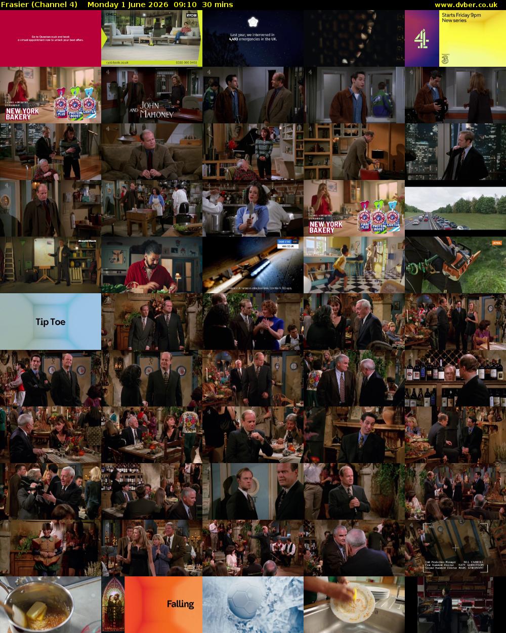 Frasier (Channel 4) Monday 1 June 2026 09:10 - 09:40