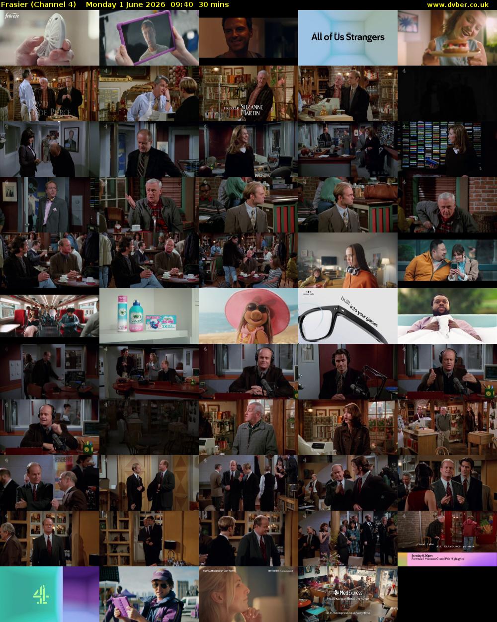 Frasier (Channel 4) Monday 1 June 2026 09:40 - 10:10