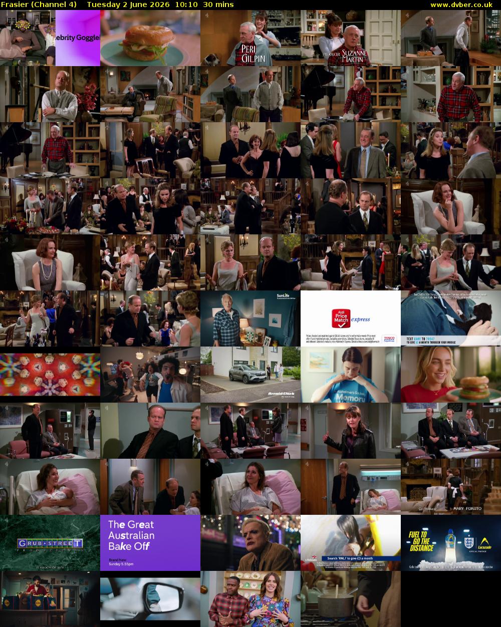 Frasier (Channel 4) Tuesday 2 June 2026 10:10 - 10:40