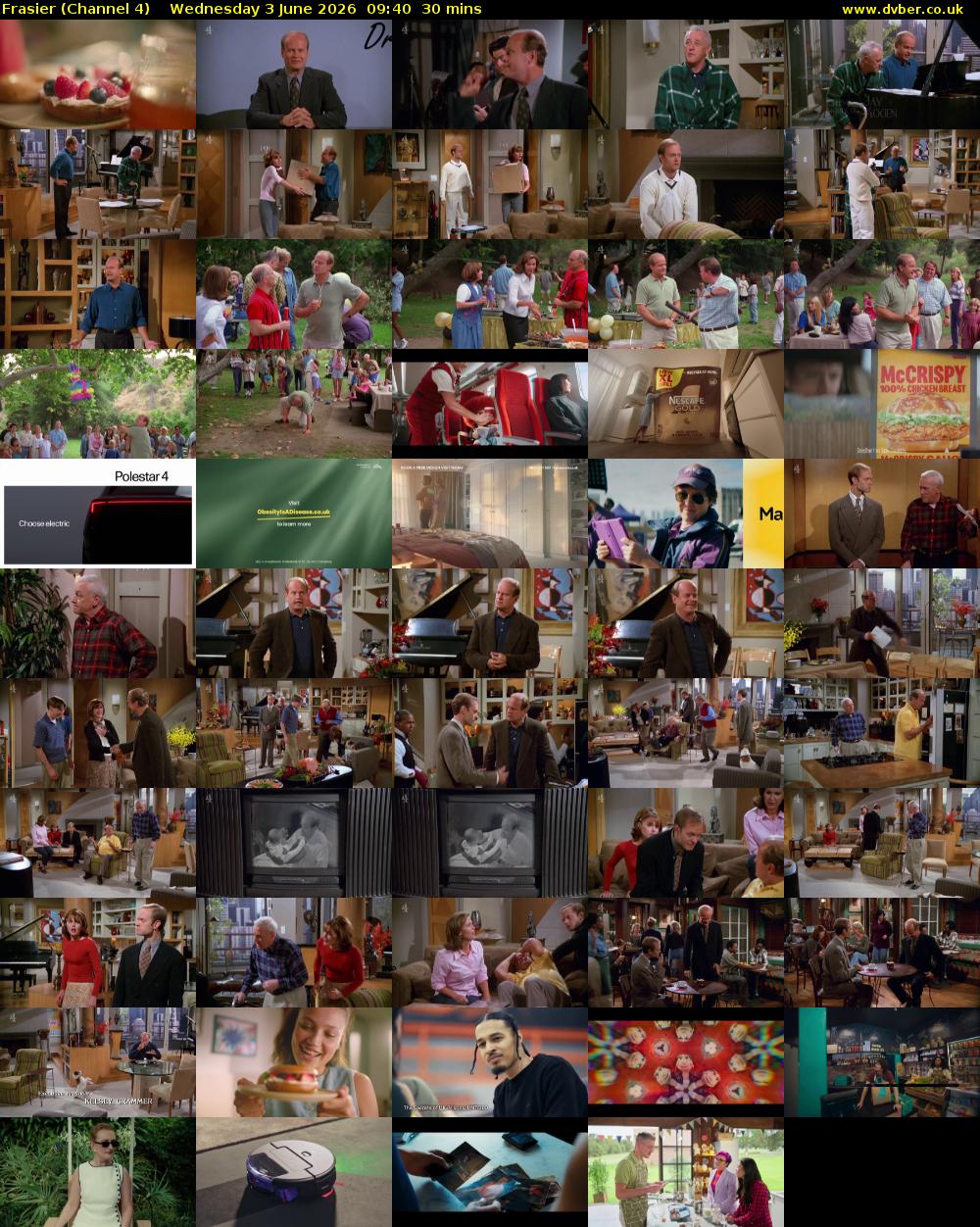Frasier (Channel 4) Wednesday 3 June 2026 09:40 - 10:10