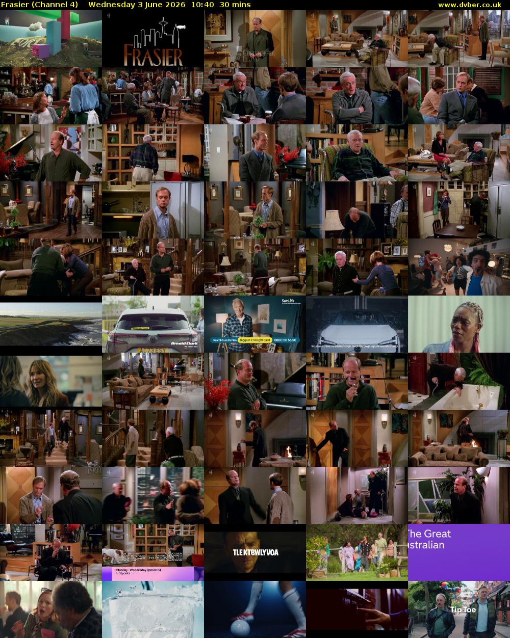 Frasier (Channel 4) Wednesday 3 June 2026 10:40 - 11:10