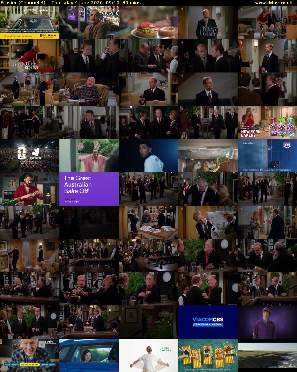 Frasier (Channel 4) Thursday 4 June 2026 09:10 - 09:40