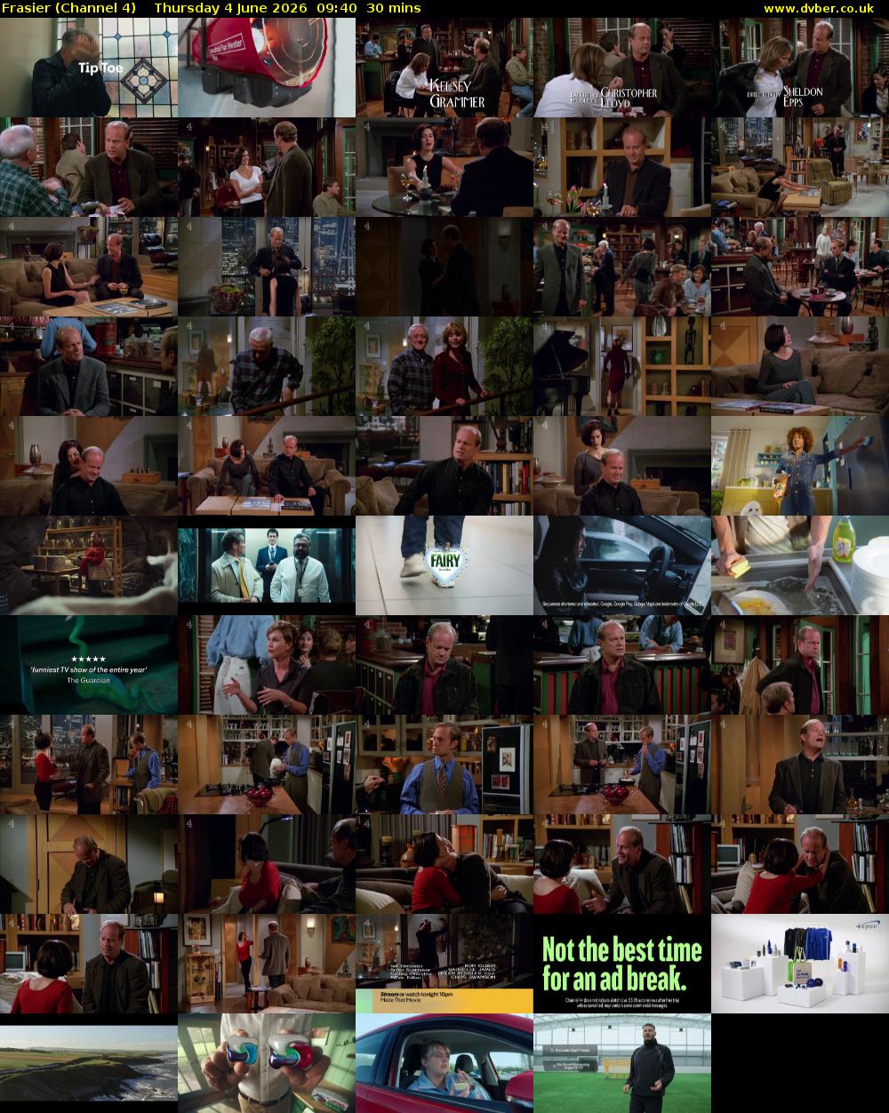Frasier (Channel 4) Thursday 4 June 2026 09:40 - 10:10